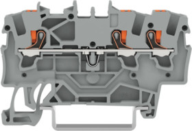 3-wire feed-through terminal, spring-clamp connection, 0.25-2.5 mm², 1 pole, 17.5 A, 8 kV, gray, 2201-1301