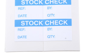 Etykieta samoprzylepna z nadrukiem tekst Stock Check 140 szt. RS PRO Klej