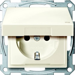 Gniazdo wtykowe SCHUKO z klapką i przesłoną, IP44, b.śrub., B, P, Sys M MTN2314-0344