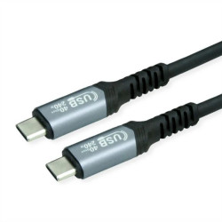 VALUE Kabel USB4 Gen3x2, C-C, M/M, 40Gbit/s, 240W, zwart, 0.8 m