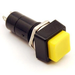 Przełącznik chwilowy OFF-(ON) reset żółty, kwadrat, PBS-12B