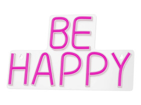 Neon PLEXI LED BE HAPPY róż NNE10 Neolia
