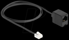 88092 Telephone cable, RJ11 male / RJ45 female, black, 1 m