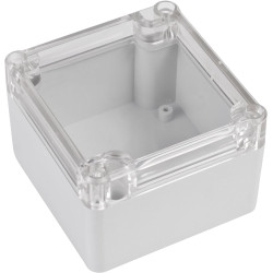 ABS/PC enclosure, (L x W x H) 81.85 x 79.9 x 55 mm, transparent/light gray (RAL 7035), IP65, BYB-3-90H0054