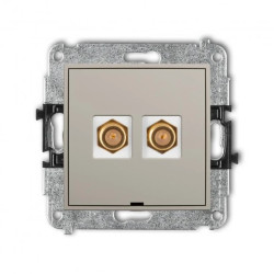 MINI Mechanizm gniazda antenowego podwójnego typu F (SAT) pozłacany, bez pola opisowego taupe 60MGFBO-2.1