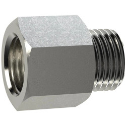 Extension piece, L 17 mm, 25 bar, brass, nickel-plated, for pipe systems, 111502