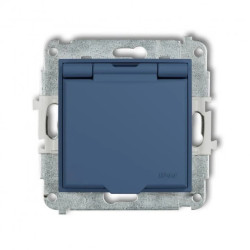 MINI Mechanizm gniazda bryzgoszczelnego z uziemieniem 2P+Z (klapka navy blue, przesłony torów prądowych) navy blue 64MGPB-1zp