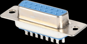 D-SUB socket, 15-pin, solder bucket