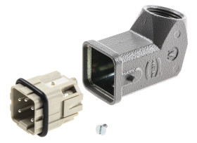 Wzmocnione złącze zasilania 4-pinowe HARTING 10A 230 → 400 V. Męski M20