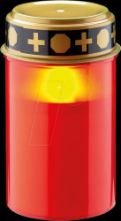 74366 LED Grablicht rot mit Flackerflamme, Timerfunktion