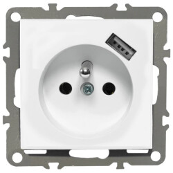 QUADRA Gniazdo z/u +USB białe