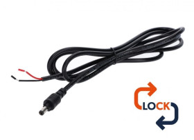 Wtyk DC 5.5x2.1 przewód czarny 150cm 22awg z blokadą