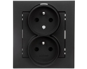 SONATA Gniazdo podwójne z/u z niezmiennością faz czarny metalik GP-2RC/33