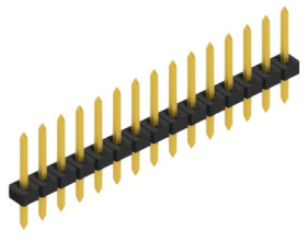 Pin header, 15 pole, pitch 2 mm, straight, black, 10062152