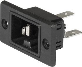 Panel plug C15, 3 pole, screw mounting, plug-in connector 4.8 x 0.8, black, 3-142-753