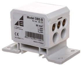 Blok rozdzielczy 2x4-50mm2/2x4-35mm2/3x2,5-25mm2 szary montaż płaski i na szynie TH DB2-S 48.23