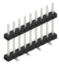 Pin header, 9 pole, pitch 2 mm, angled, black, SLY11SMD0929Z