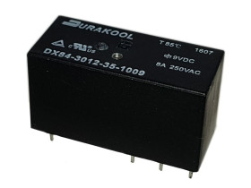 Przekaźnik mocy 12V dc DPDT-2C/0 Durakool, montaż PCB