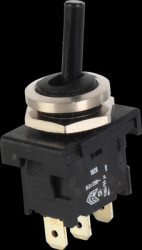 Toggle switch, black, 1 pole, latching/groping, On-Off-(On), 6 A/250 VAC, silver-plated, 1828.1201