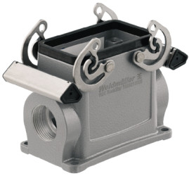 Surface mount housing, size D24, die-cast aluminum, 2 x M25, angled, cross bow locking, IP65, 1787350000