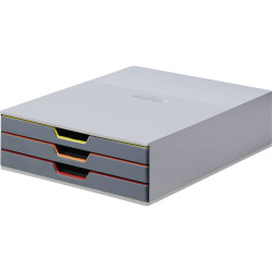 Durable 760327 VARICOLOR 3 Desk Drawer Box Grey 3 Drawers A4/C4/Folio/Letter