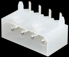 Power supply connector for 5 1/4 inch, print, angled