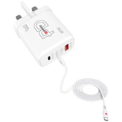 Skross SKKT0565WPDUKCN Charger 65W PD GaN UK USB 65W 1x USB-A 2x USB-C White