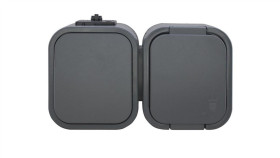 B2 Gniazdo Pojedyncze N/T 2P+Z, Bryzgoodp. + Łącznik Ip54 Szary 00060278