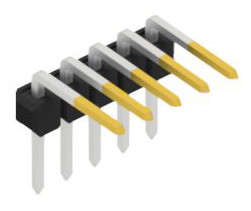 Pin header, 5 pole, pitch 2.54 mm, angled, black, 10056125