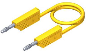 Measuring lead with (4 mm plug, spring-loaded, straight) to (4 mm plug, spring-loaded, straight), 500 mm, yellow, silicone, 1.0