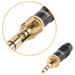 Hicon HI-J35M04 Audio Jack Black Gold-Plated Pin Strain Relief