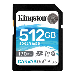 Karta SD SDXC, 512 GB Nie 3D TLC, Kingston Canvas Go! Plus -25 → +85°C