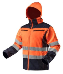 Kurtka robocza ostrzegawcza softshell z kapturem, pomarańczowa, rozmiar L 81-701-L