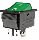MK1012G12 Przełącznik kołyskowy, zielony 12V, ON-OFF otwór montażowy: 22.2x28mm