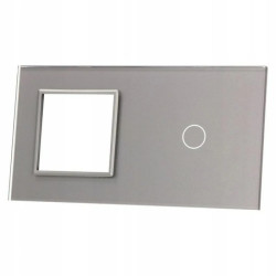 Livolo SREBRNY PANEL SZKLANY 1 + MIEJSCE NA GNIAZDO 701G-64