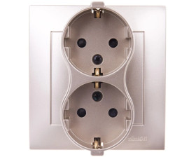 Simon 54 Gniazdo podwójne SCHUKO z/u 16A IP20 z przesłoną torów złoty mat DGSz2Z/44