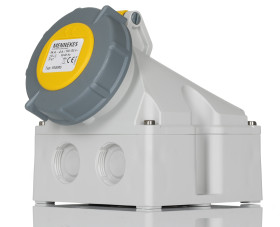 Złącze przemysłowe - zasilające 16A Gniazdo 110 V 3P Żeński MENNEKES Żółty Montaż ścienny IP67