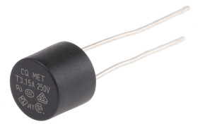 Bezpiecznik nieresetowalny 3.15A 250V RS PRO SB Termoplastyczne 35 A przy 250 V AC rozstaw 5.08mm