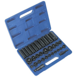 Sealey AK681 Impact Socket Set 32pc Standard/deep 3/8&quot; &amp; 1/2&quot;sq Drive Metric/Imp