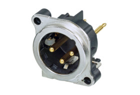 XLR panel plug, 3 pole, gold-plated, NC3MBV-SW