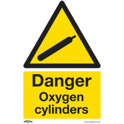 Worksafe SS61P1 Warning Safety Sign - Danger Oxygen Cylinders - Rigid Plastic