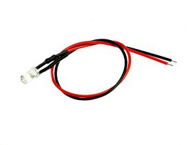 Dioda LED 5mm żółta clear z przewodem 12V