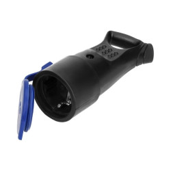 Hermetyczne gniazdo gumowe 2P+Z, proste, IP44, czarne, wersja Schuko,OR-AE-1370(GS)