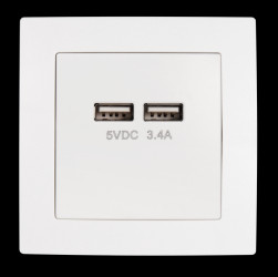 McPower USB outlet with 2x USB-A 3.4A - White