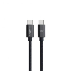 Kabel USB-C - USB-C 1.0M 100W czarny nylon - Maxlife MXUC-12