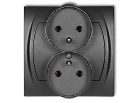 LOGO Gniazdo podwójne do ramki poziomej z uziemieniem (bez przesłon torów prądowych) grafitowy 11LGPR-2z KARLIK