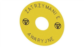 Etykieta Podkładkowa Żółta Okrągła 75Mm Z Inskrypcją /Zatrzymanie Awaryjne/...