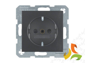 BERKER B.KWADRAT Gniazdo z uziemieniem schuko z przesłonami i podwyższoną ochroną styków (samozaciski) antracyt mat 47231606 HAG