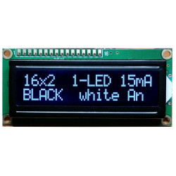 WYŚWIETLACZ LCD 2x16 1602A DIW W/KK WHITE CYRYLICA CZARNE TŁO