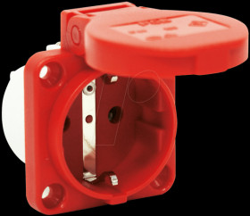 105-0R Type F socket outlet with earthing contact - CEE 7/3, IP54, red